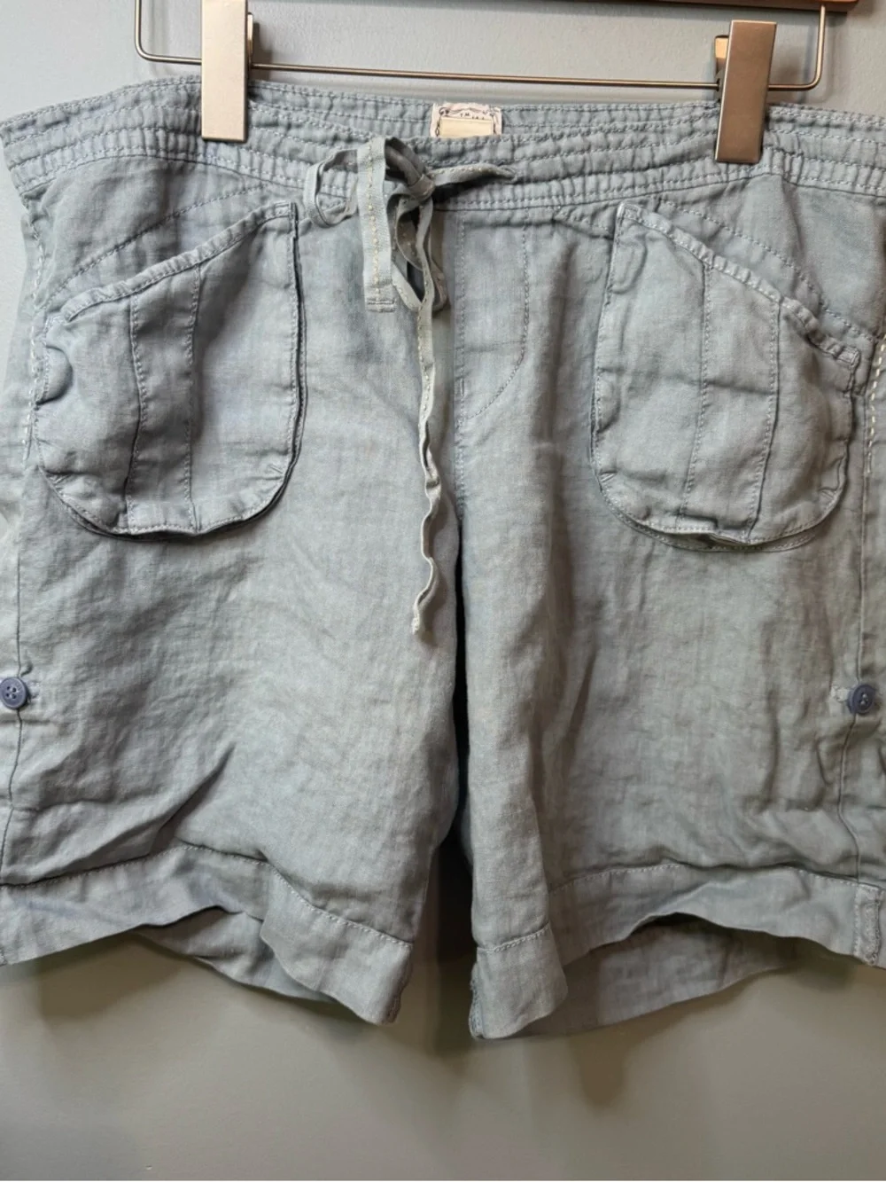 Lucky Brand 100% Linen Roll Up Utility Shorts in Blue  Sz 8 / 29 - Picture 7 of 14
